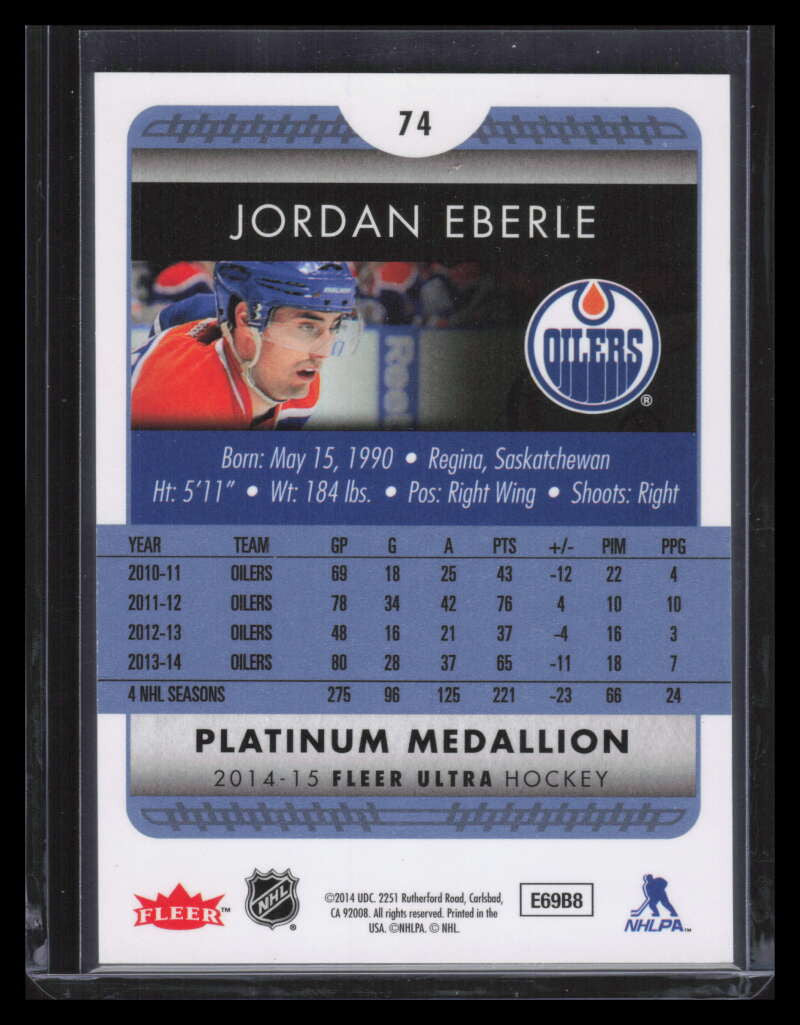 2014-15 Ultra Platinum Medallion 74 Jordan Eberle 4/99