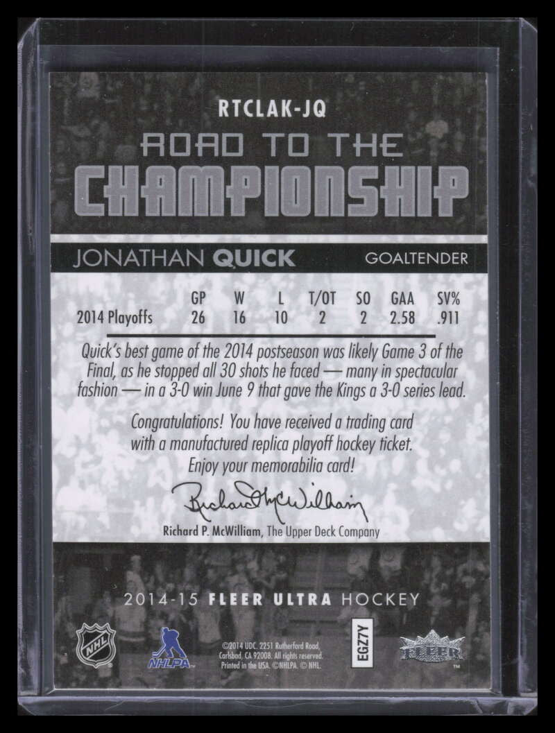2014-15 Ultra Road to the Championship rtclakjq5 Jonathan Quick Round 2 5/10/14
