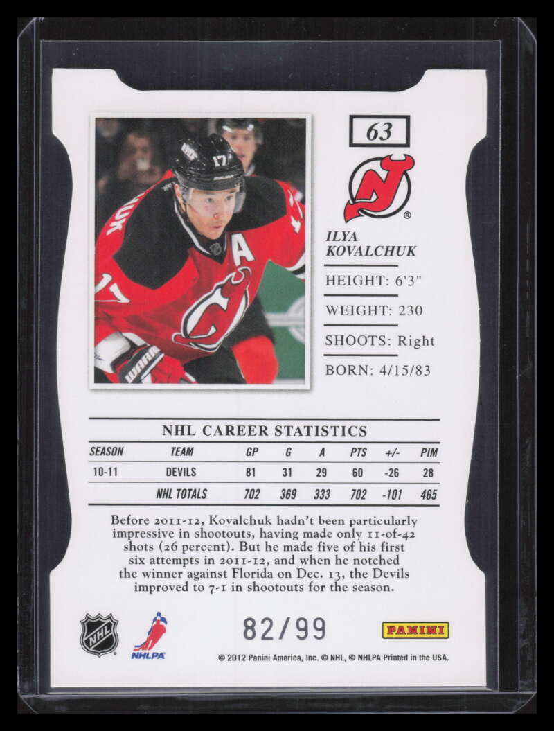 2011-12 Elite Status Gold 63 Ilya Kovalchuk 82/99