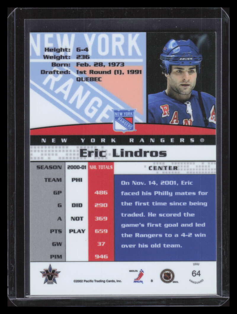 2001-02 Vanguard Premiere Date 64 Eric Lindros 8/83