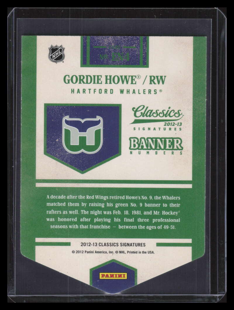 2012-13 Classics Signatures Banner Numbers 4 Gordie Howe