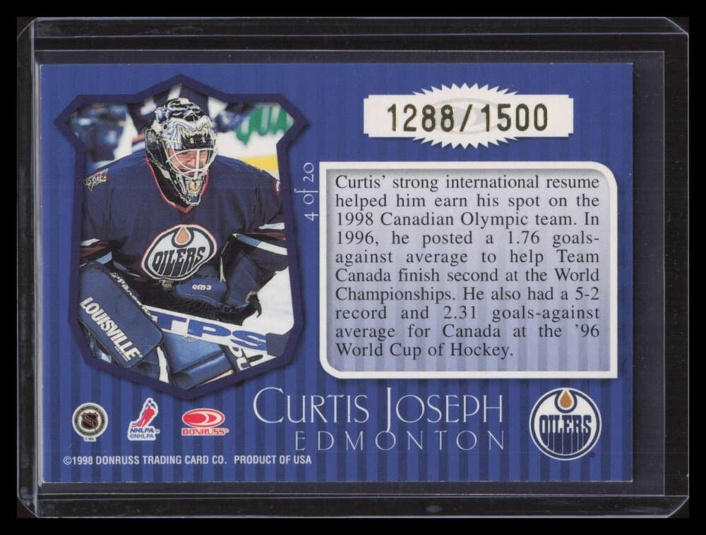 1997-98 Donruss Priority Postmaster Generals 4 Curtis Joseph 1288/1500