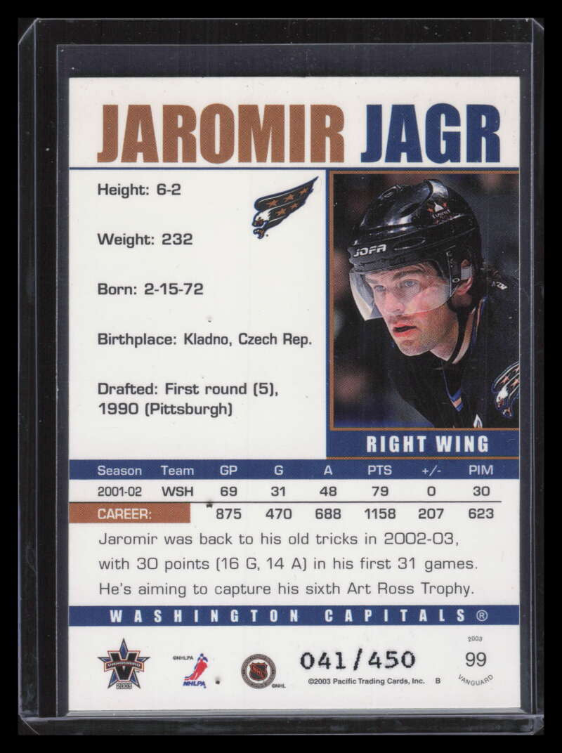 2002-03 Vanguard LTD 99 Jaromir Jagr 41/450