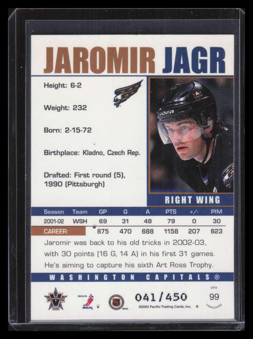 2002-03 Vanguard LTD 99 Jaromir Jagr 41/450