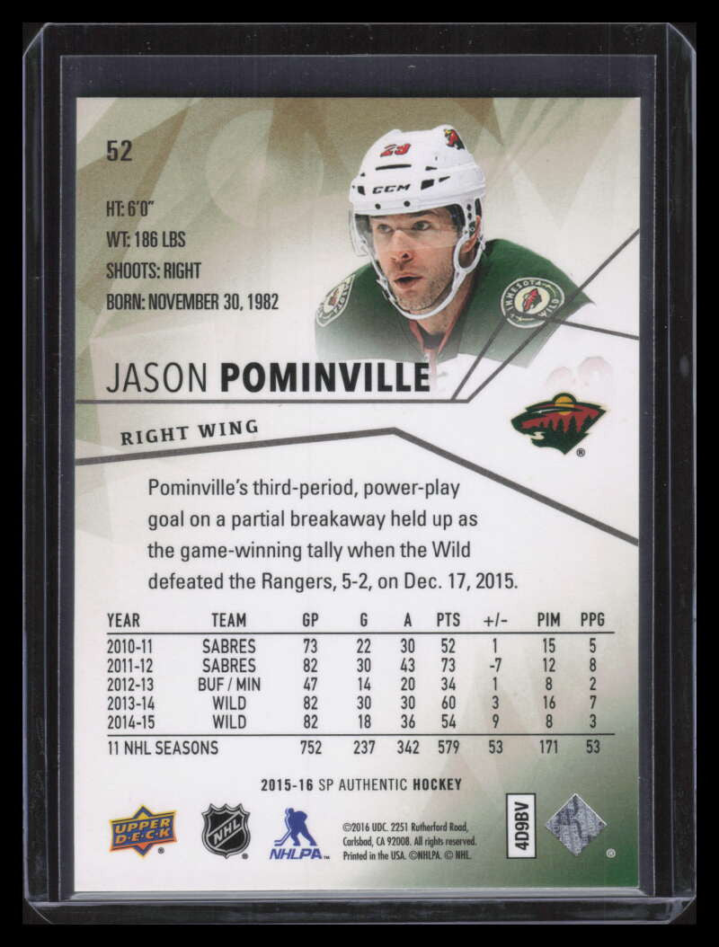 2015-16 SP Authentic Limited 52 Jason Pominville 9/25