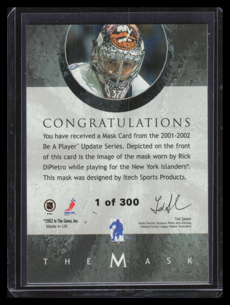 2001-02 Between the Pipes Masks Silver 32 Rick DiPietro /300