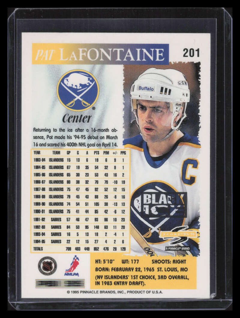 1995-96 Score Black Ice Artist's Proofs 201 Pat LaFontaine 149414