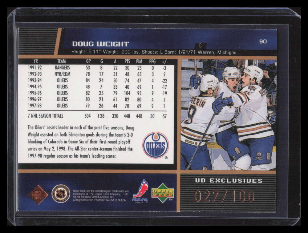 1998-99 Upper Deck Exclusives 90 Doug Weight 27/100