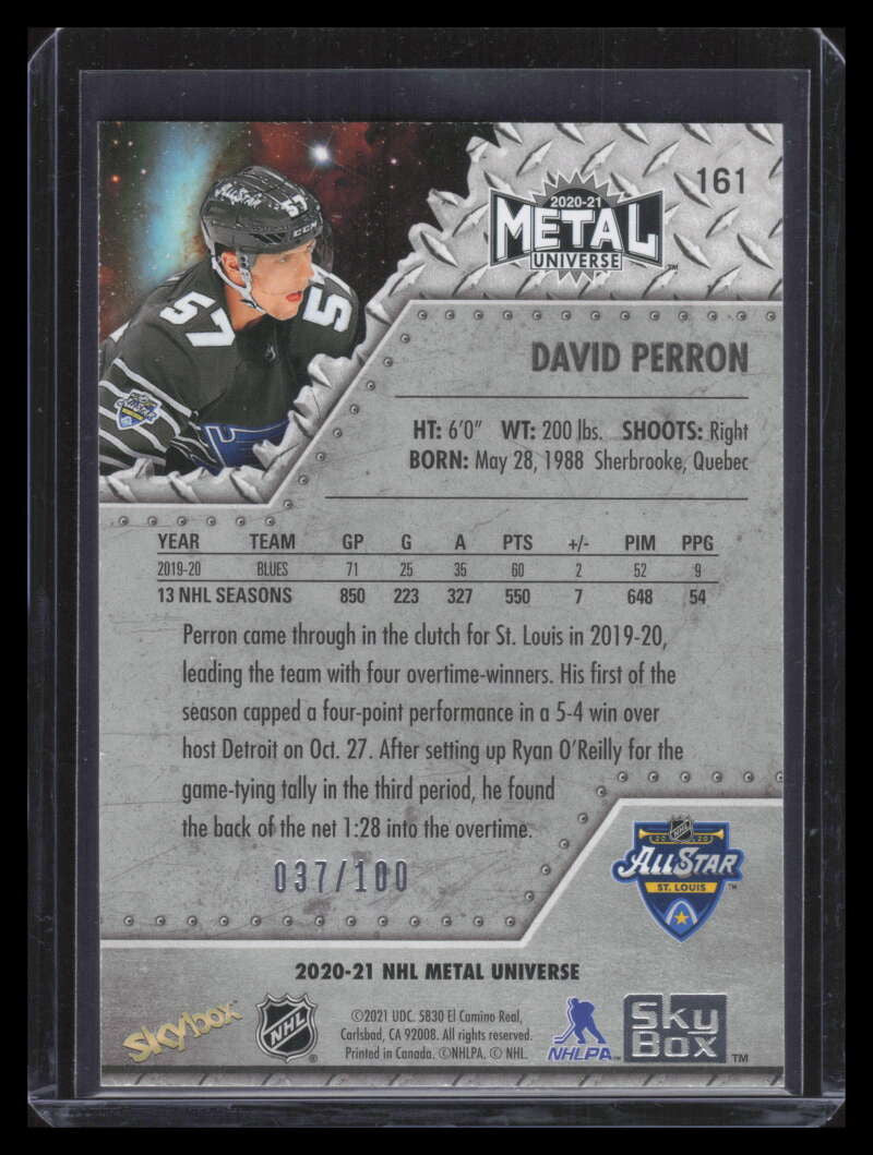 2020-21 Metal Universe Precious Metal Gems Red 161 David Perron 37/100 All-Star