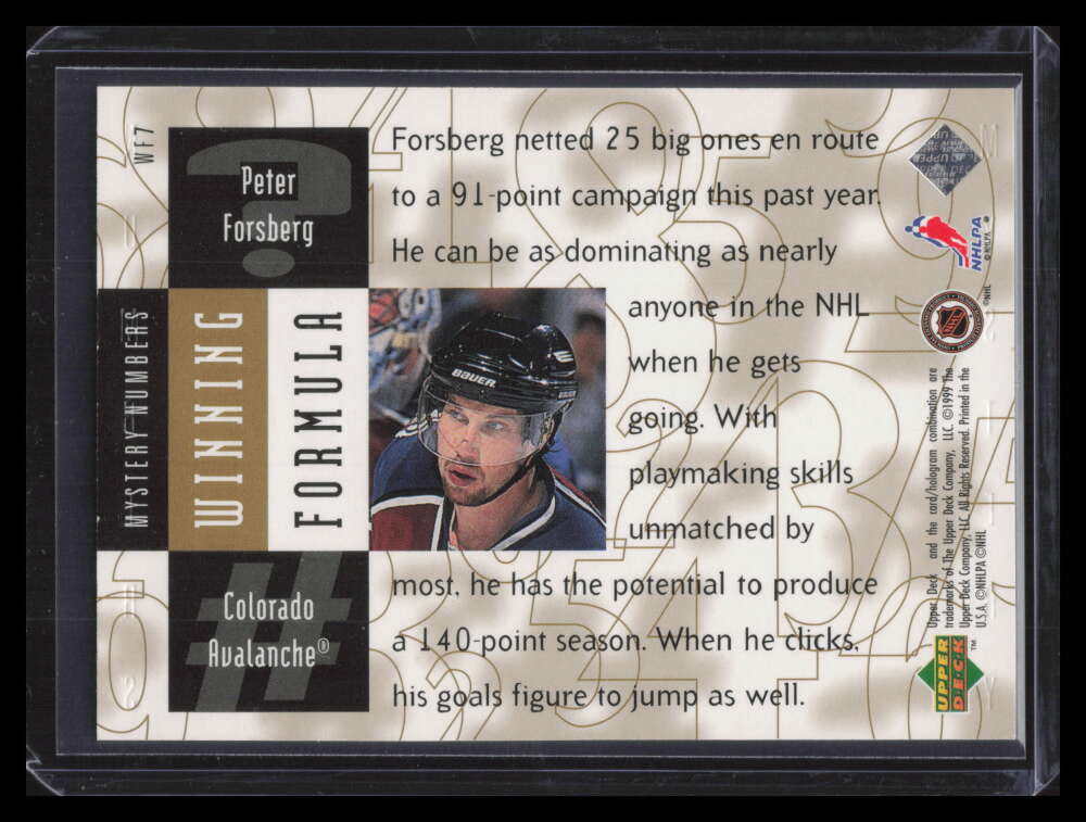 1998-99 Black Diamond Winning Formula Gold wf7 Peter Forsberg 642/1250