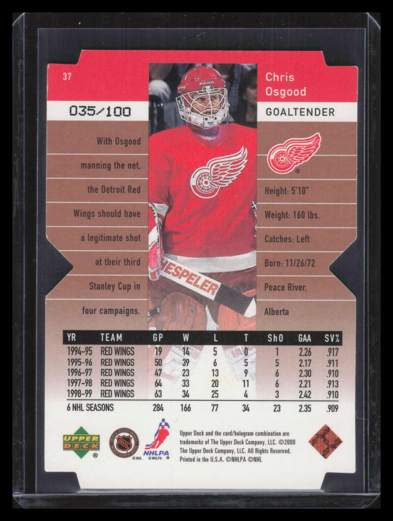 1999-00 Black Diamond Final Cut 37 Chris Osgood 35/100