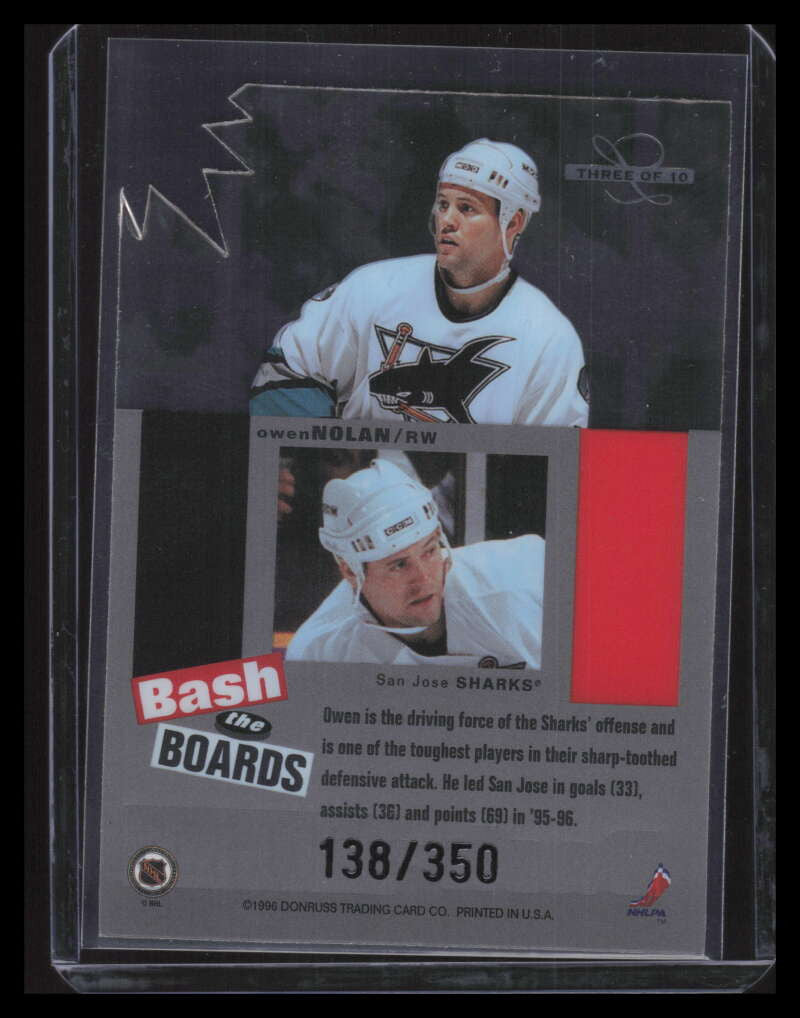 1996-97 Leaf Limited Bash The Boards Limited Edition 3 Owen Nolan 138/350