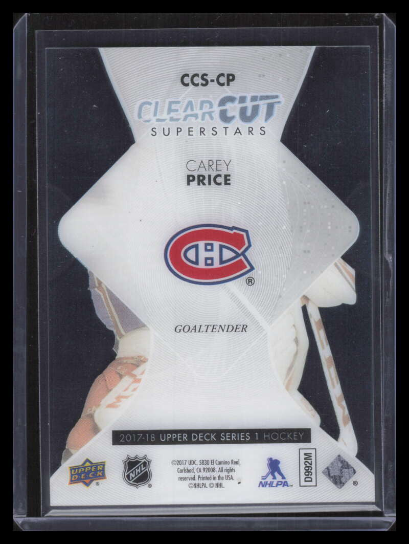DELETE 165222 2017-18 Upper Deck Clear Cut Superstars CCSCP Carey Price