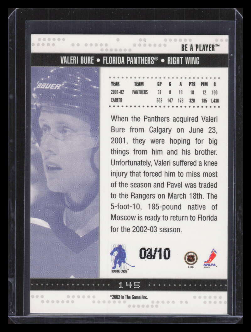 2002-03 BAP Memorabilia Emerald 145 Valeri Bure 3/10