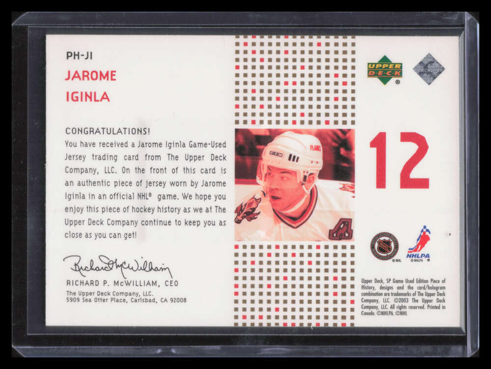 2002-03 SP Game Used Piece of History Gold PHJI Jarome Iginla Jersey 44/99