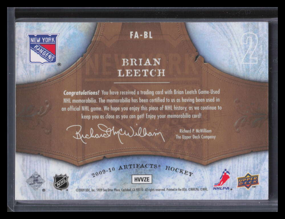 2009-10 Artifacts Frozen Artifacts FABL Brian Leetch Dual Jersey Patch 17/35