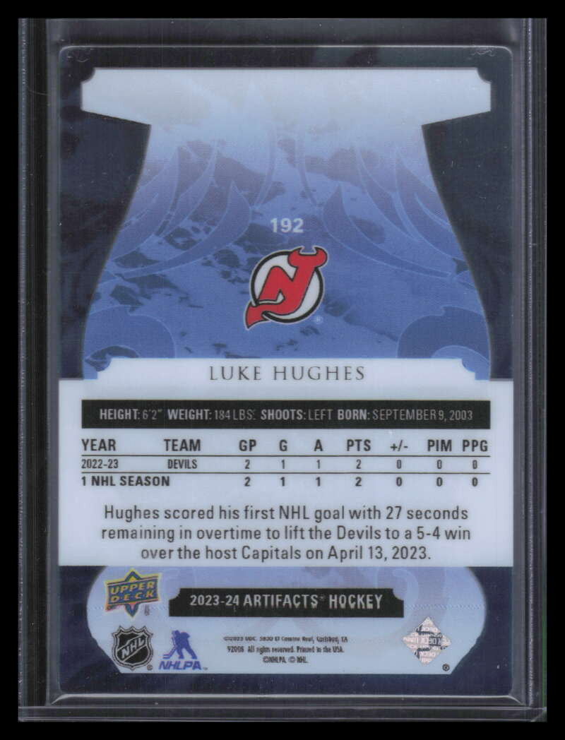 2023-24 Artifacts Plexi 192 Luke Hughes Rookie