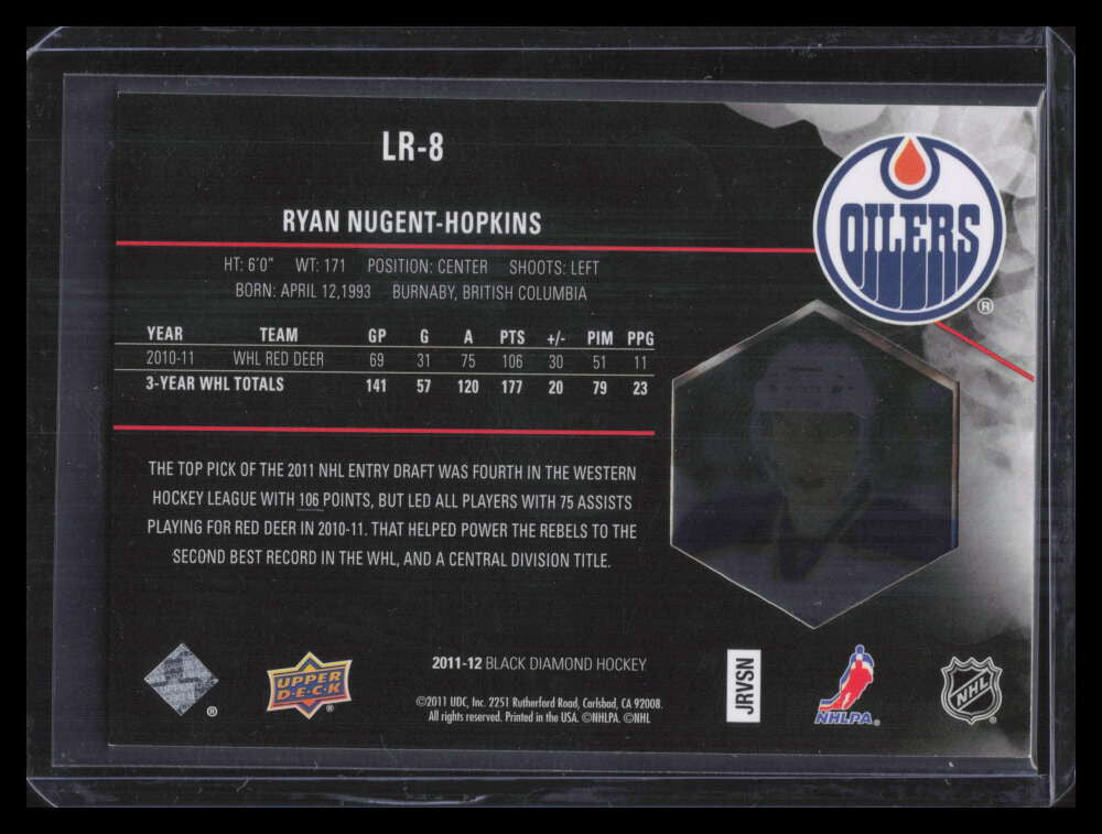 2011-12 Black Diamond Lustrous Rookies lr8 Ryan Nugent-Hopkins Rookie