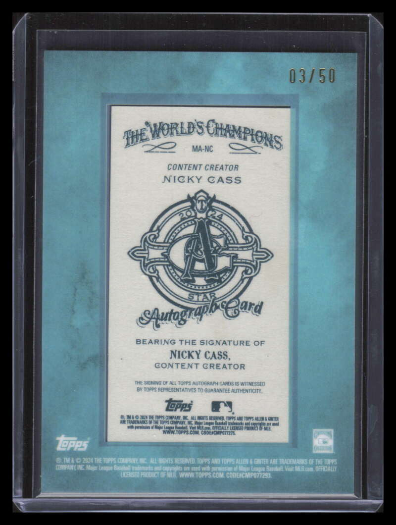 2024 Topps Allen and Ginter Framed Mini Autographs Blue Nicky Cass Auto 3/50