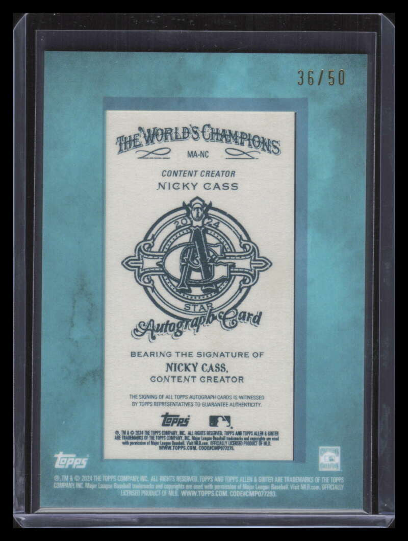 2024 Topps Allen and Ginter Framed Mini Autographs Blue Nicky Cass Auto 36/50