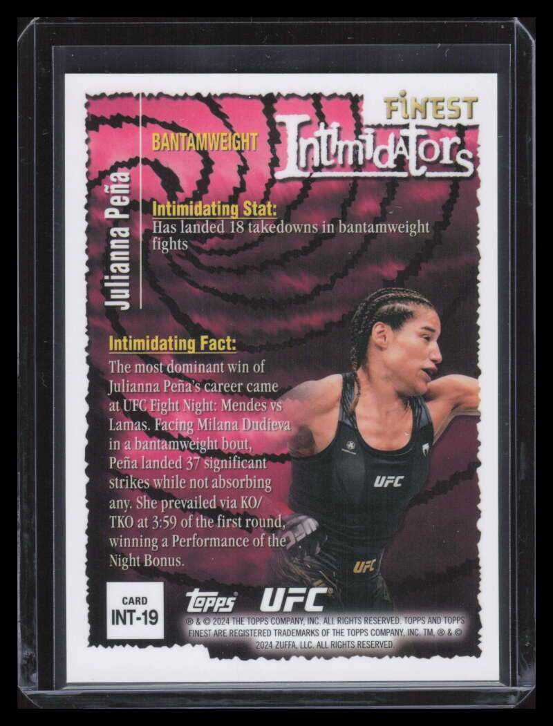 2024 Finest UFC Intimidators Green Shimmer Refractor int19 Julianna Pena 4/99