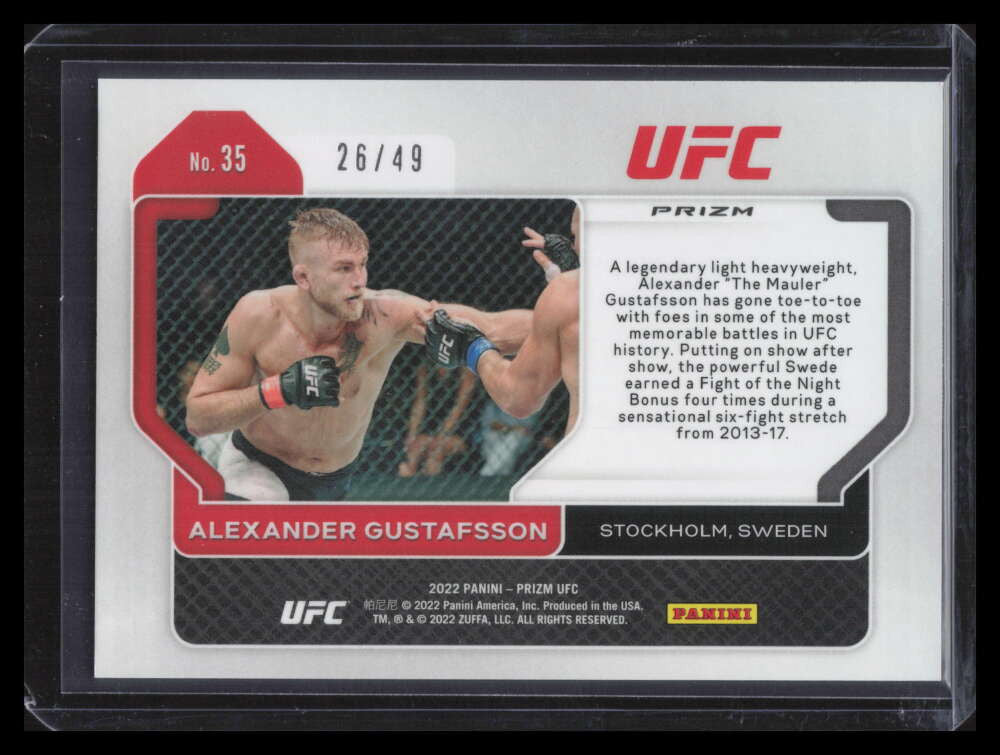 2022 Panini Prizm UFC Prizms Teal Refractor 35 Alexander Gustafsson 26/49