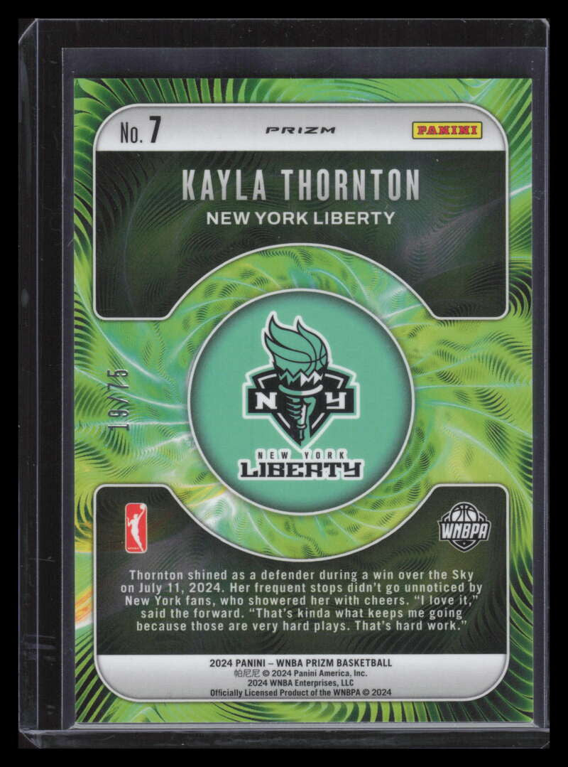 2024 Panini Prizm WNBA Fractal Prizms Orange Pulsar 7 Kayla Thornton 19/75