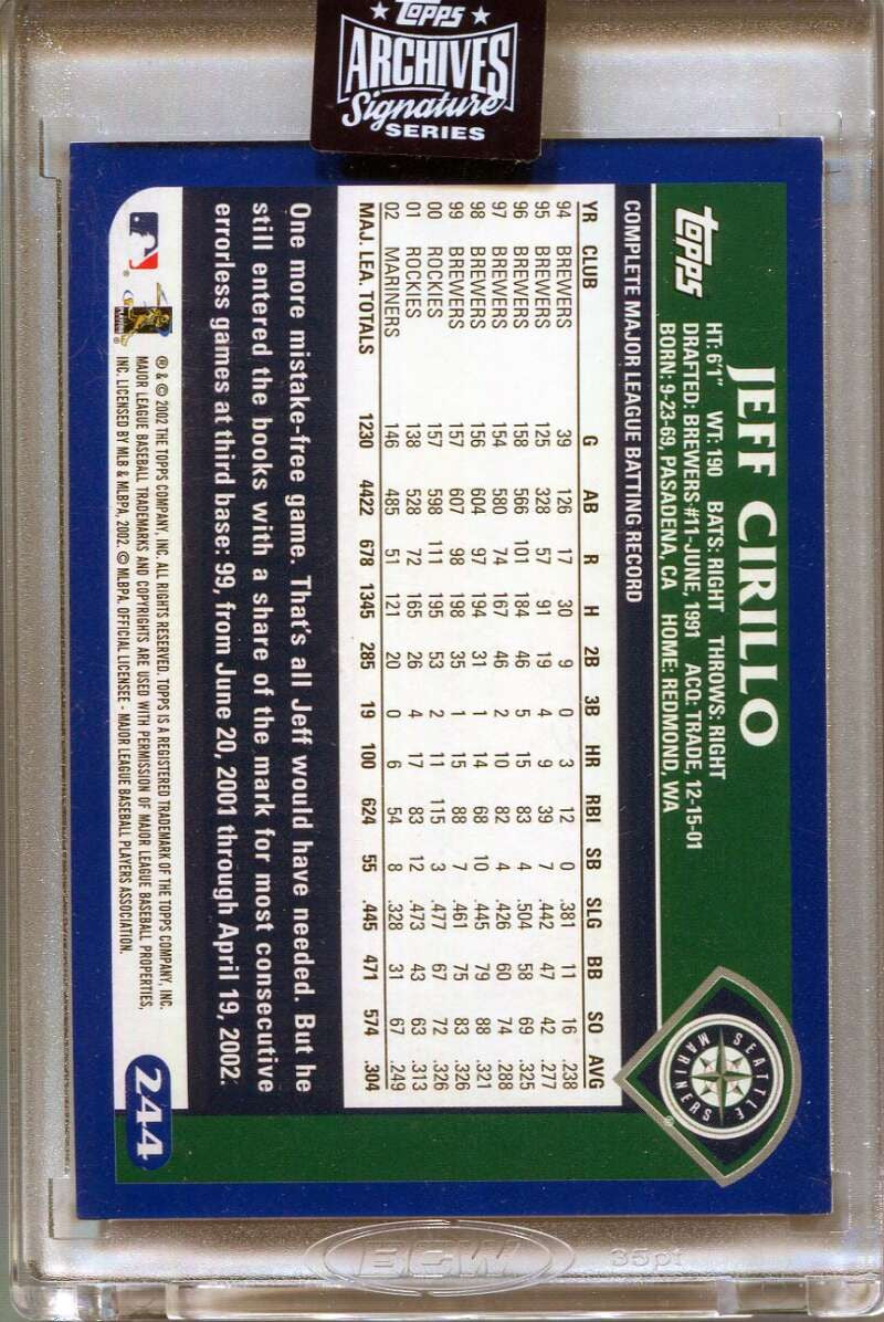 DELETE 165392 2020 Topps Archives Signature Series Retired Edition Jeff Cirillo Auto 15/15 '03