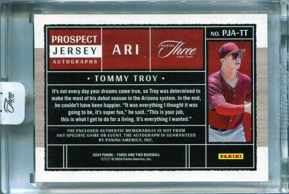 2024 Panini Three and Two Autographs Silver Tommy Troy Rookie Jersey Auto 26/49