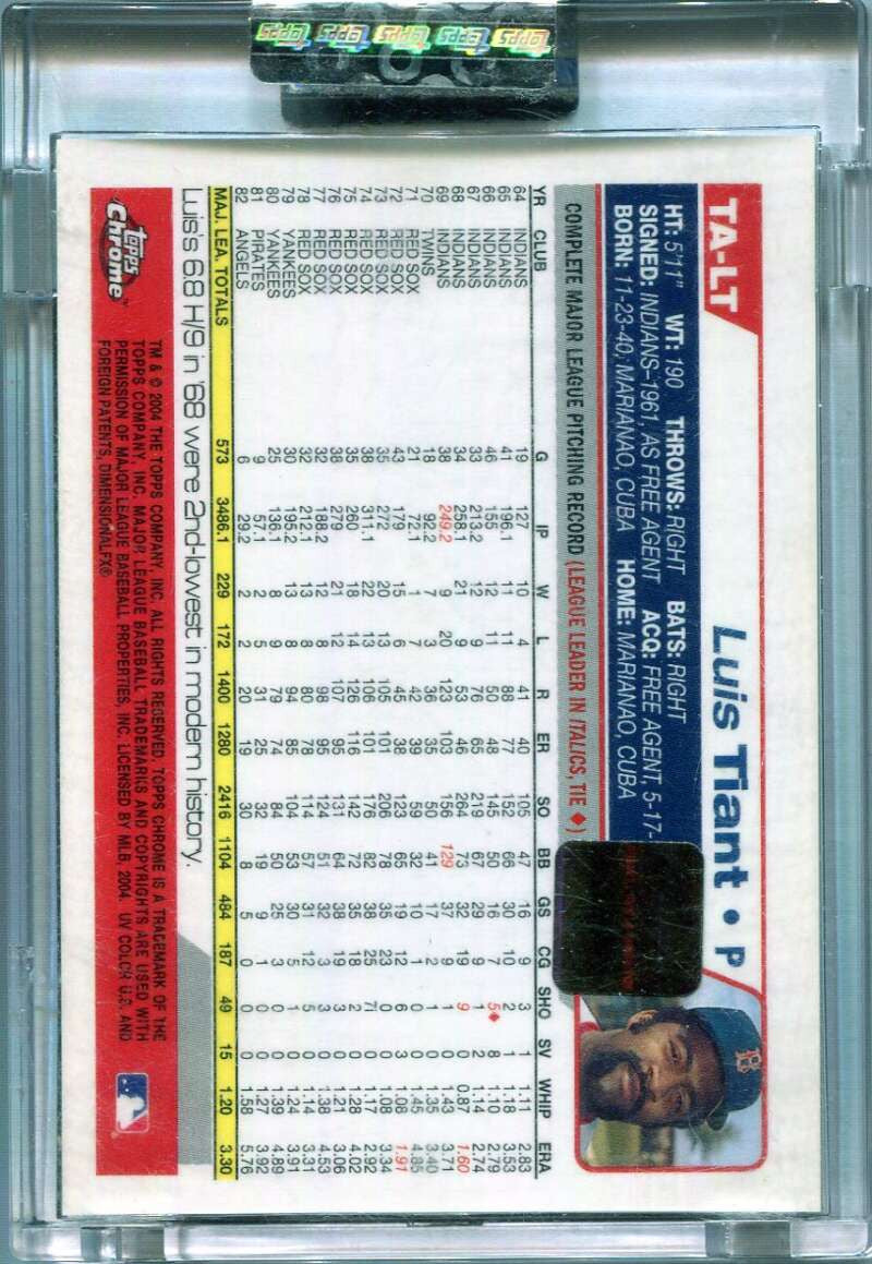 DELETE 165408 2004 Topps Retired Signature Autographs LT Luis Tiant Auto