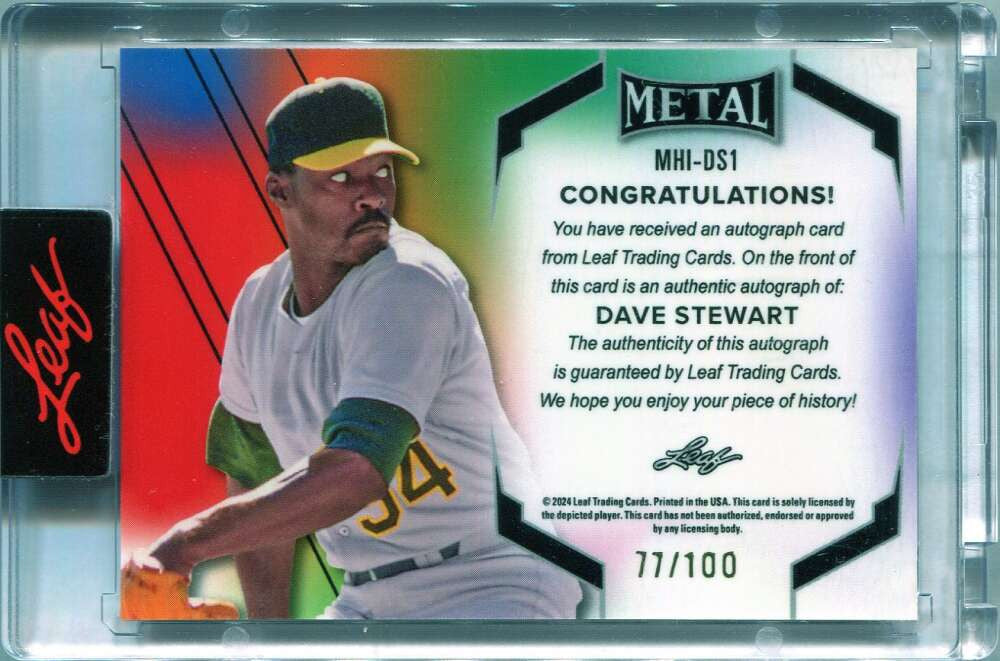 2024 Leaf Metal Inscriptions Orange mhids1 Dave Stewart Auto 77/100 89 WS MVP