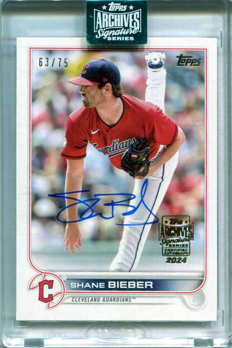 2024 Topps Archives Signature Series Shane Bieber Auto 63/75 2022 Topps