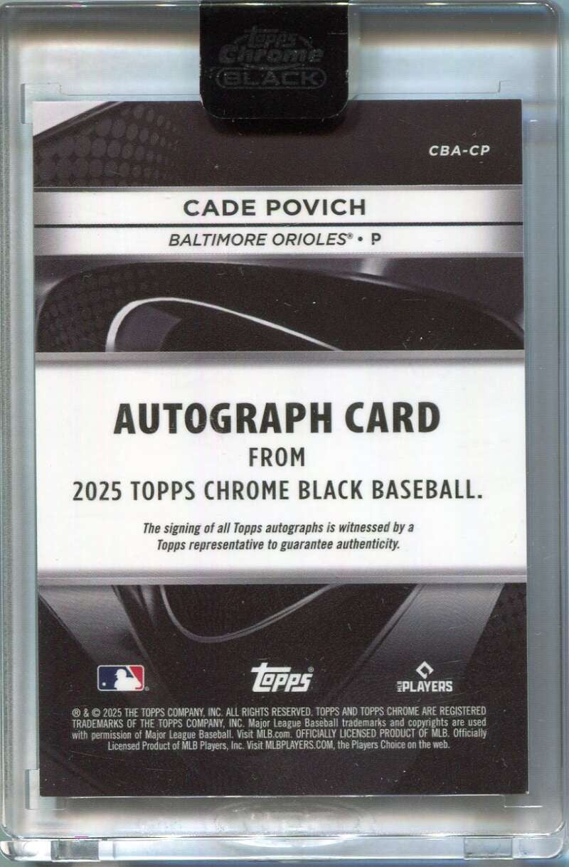 2025 Topps Chrome Black Autographs Blue Refractor Cade Povich RC Auto 21/150