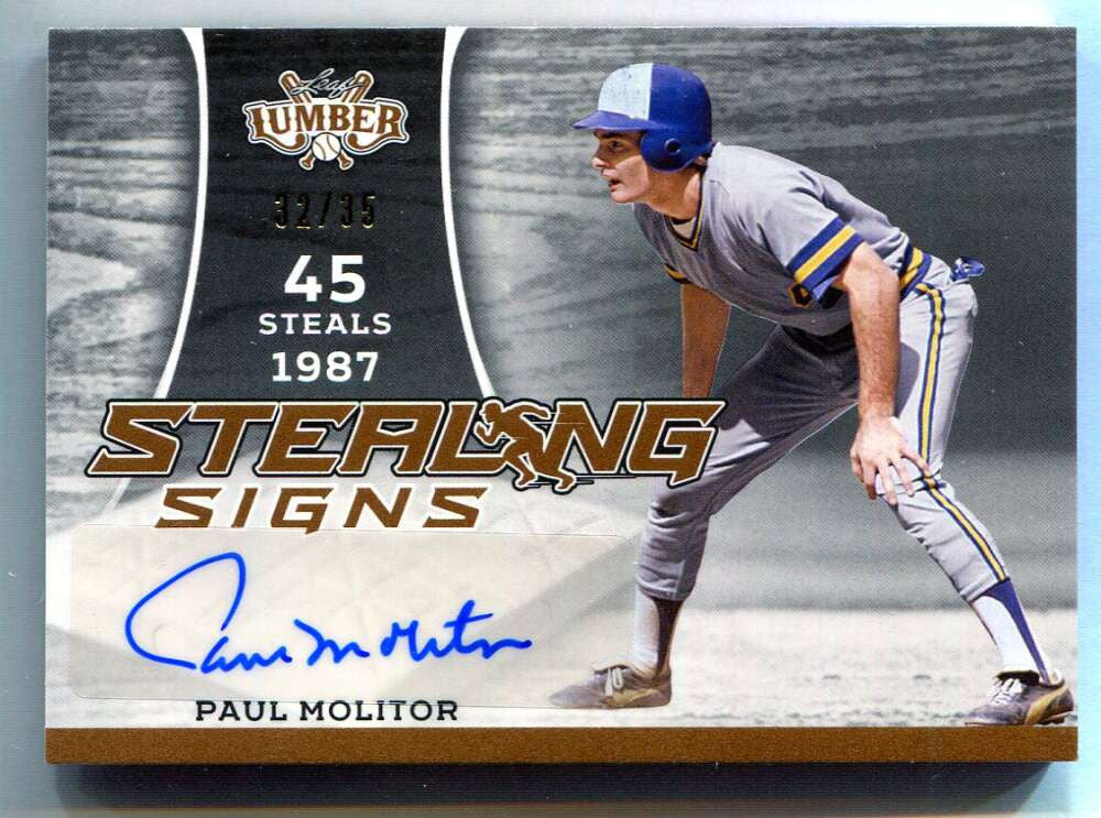 2024 Leaf Lumber Stealing Signs Holo Bronze stspm1 Paul Molitor Auto 32/35