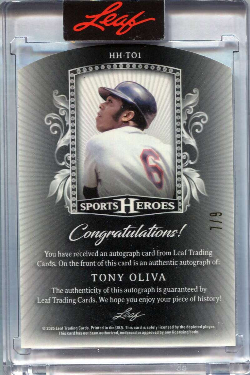 2025 Leaf Metal Sports Hall Heroes Crystal Green hhto1 Tony Oliva Auto 7/9