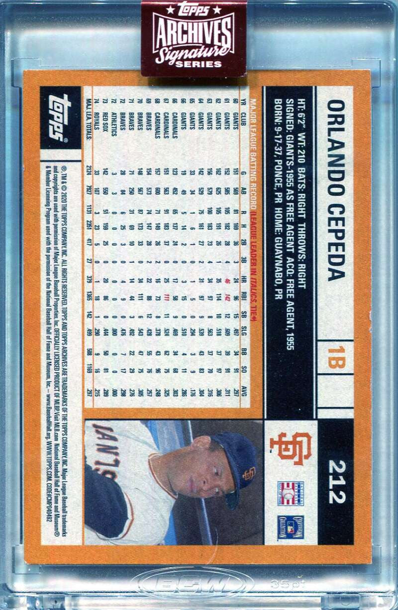 2023 Topps Archives Signature Series Retired Orlanco Cepeda Auto 6/15 Archives