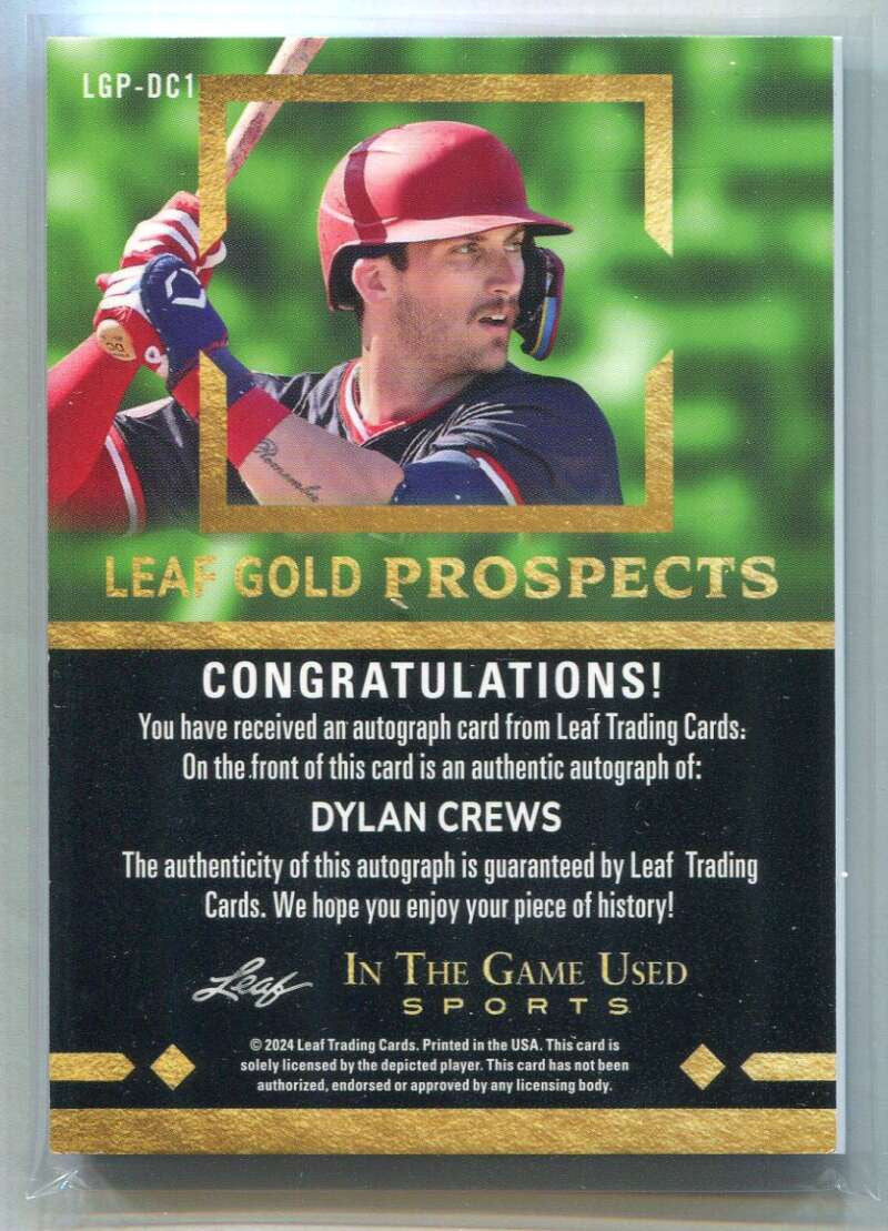 2024 ITG Used Sports Leaf Gold Prospects Platinum Dylan Crews Rookie Auto 3/3