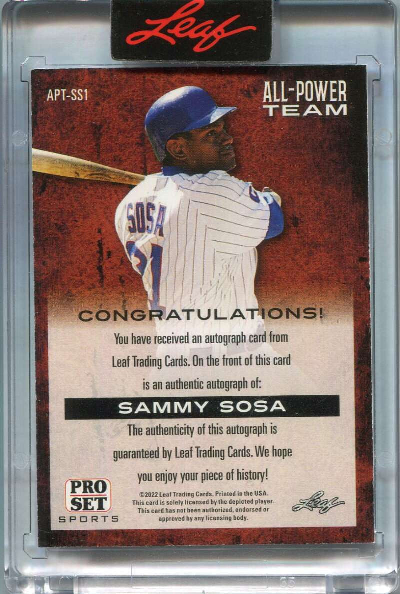 2022 Leaf Pro Set Sports All Power Team Green aptss1 Sammy Sosa Auto 2/3