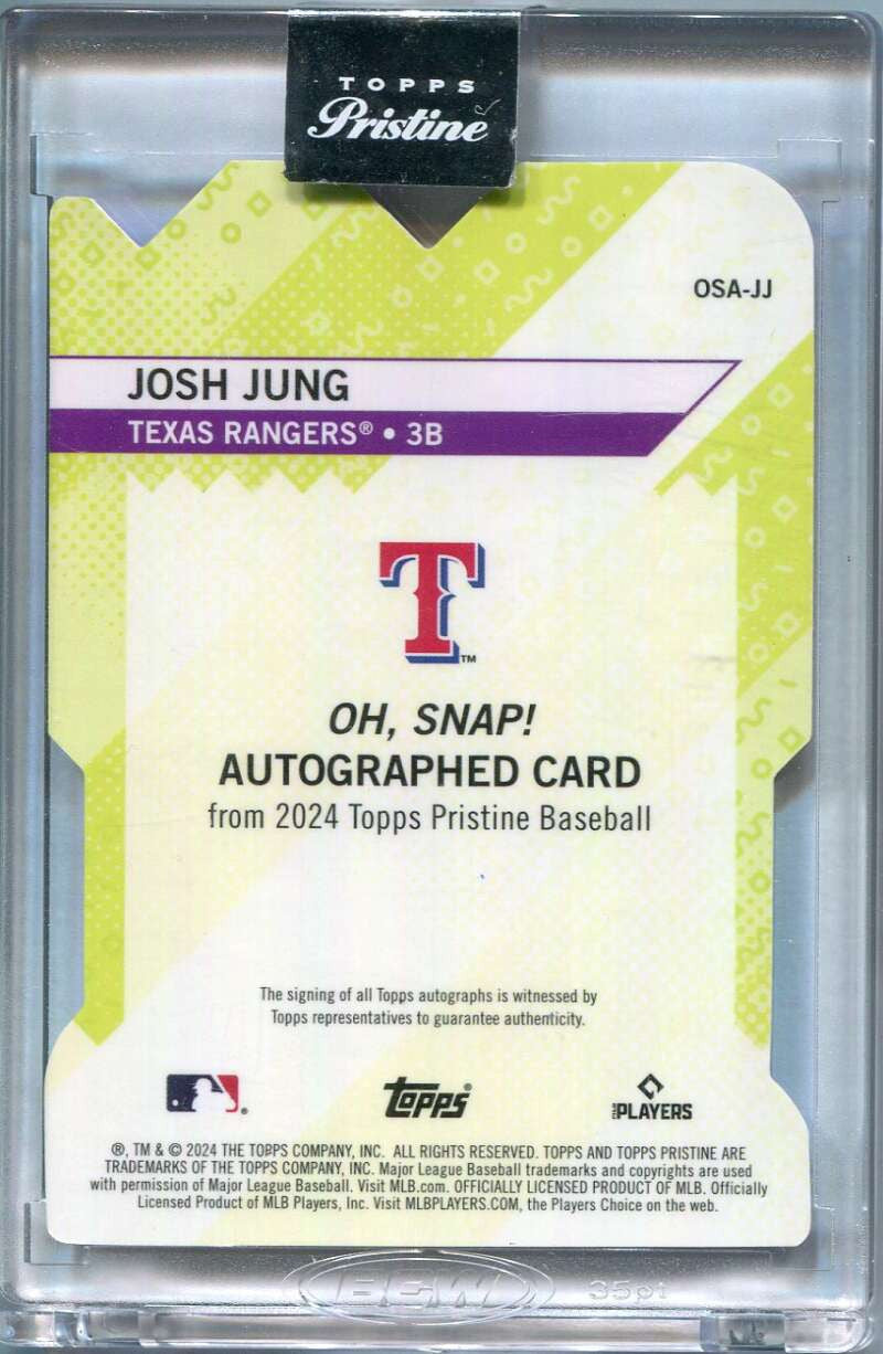 2024 Topps Pristine Oh Snap Autographs Gold Refractor OSAJJ Josh Jung Auto 37/50