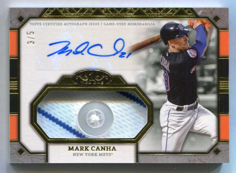 2024 Topps Tier One Jumbo Relic Autographs Mark Canha Button Patch Auto 3/5