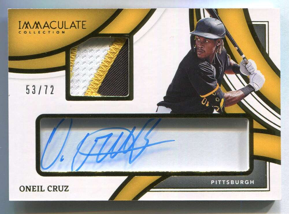 2022 Immaculate Collection Clear Prime 52 Oneil Cruz Rookie Patch Auto 53/72