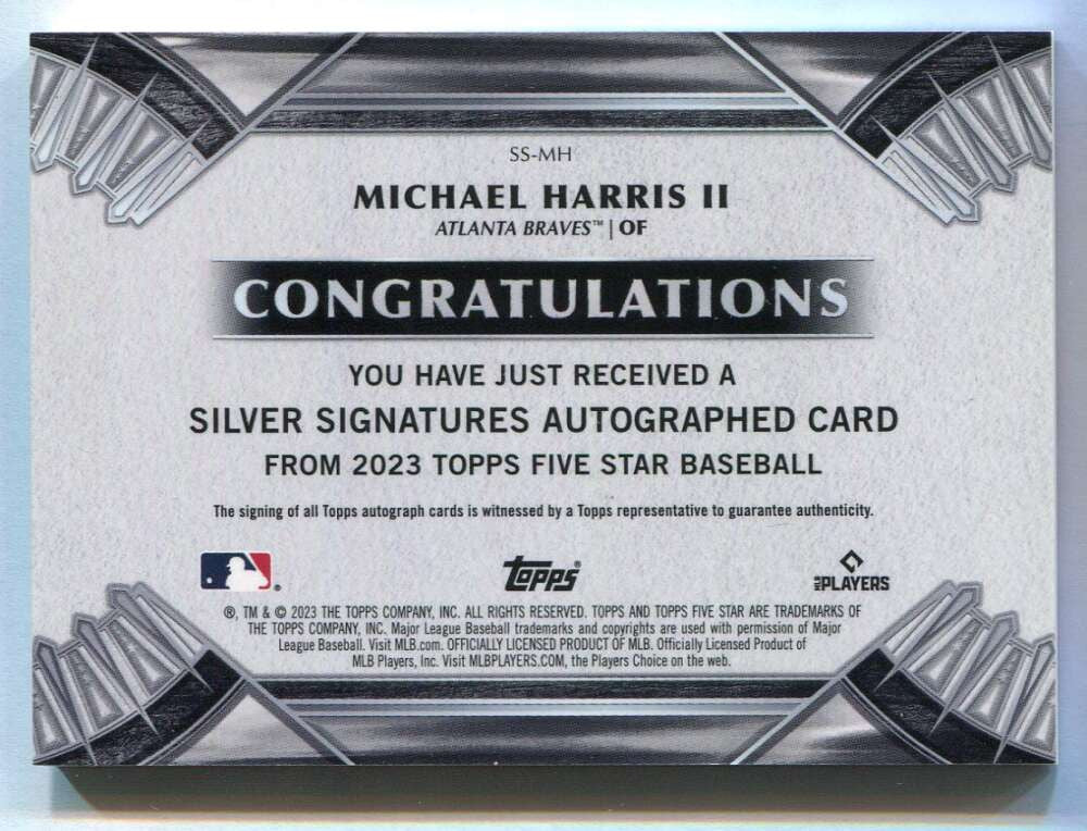 2023 Topps Five Star Silver Signatures Green Michael Harris II Rookie Auto 11/15