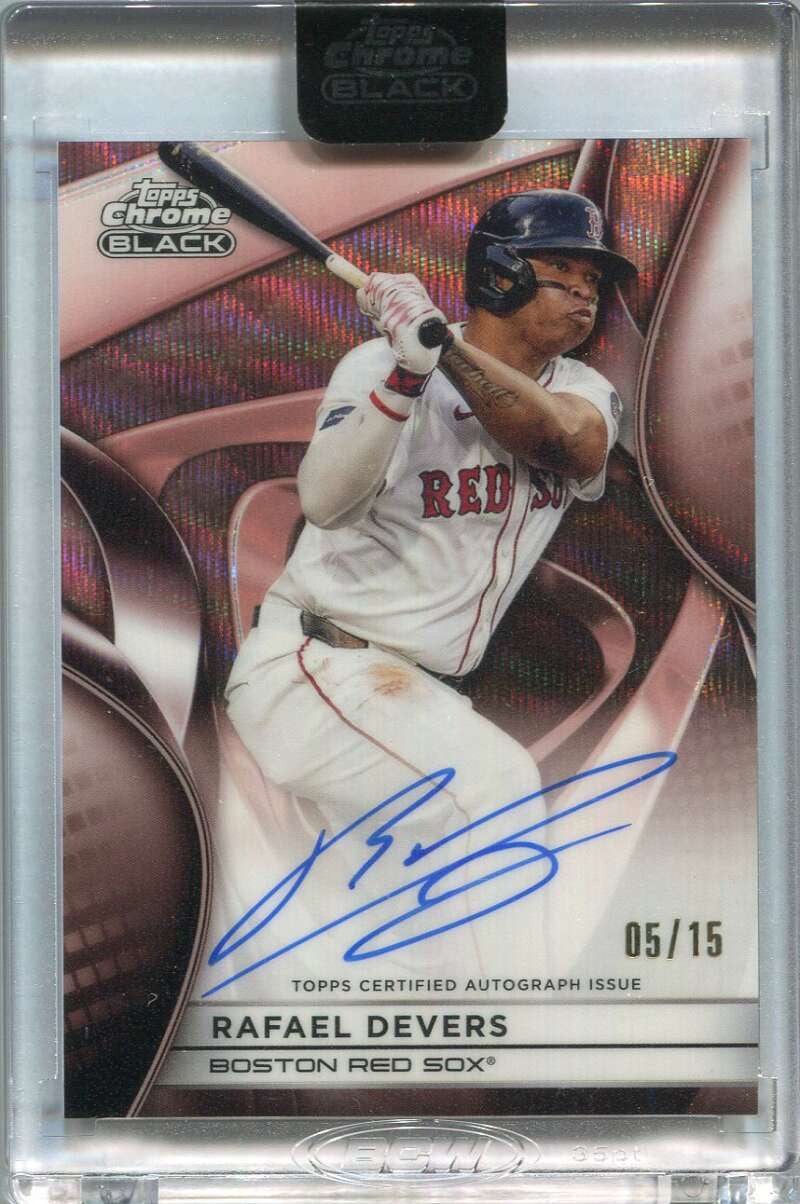 2025 Topps Chrome Black Autographs Rose Gold Refractor Rafael Devers Auto 5/15