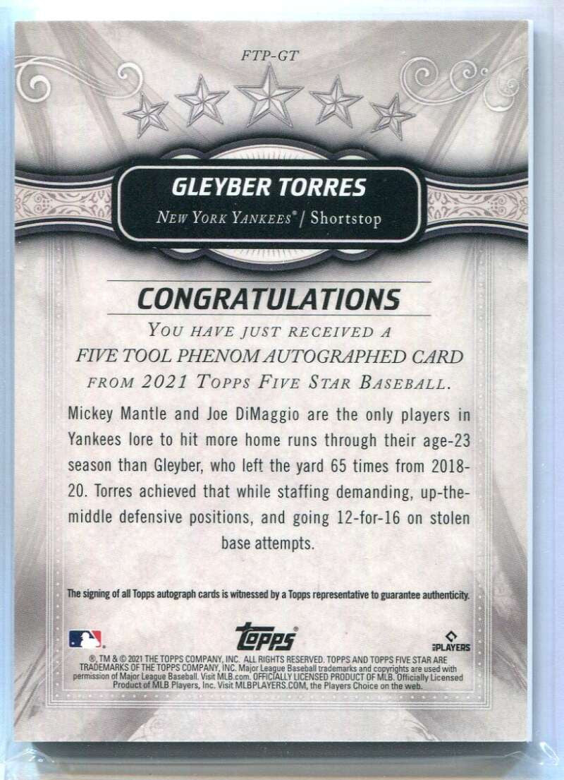 2021 Topps Five Star Five Tool Phenom Autographs FTPGT Gleyber Torres Auto 1/1