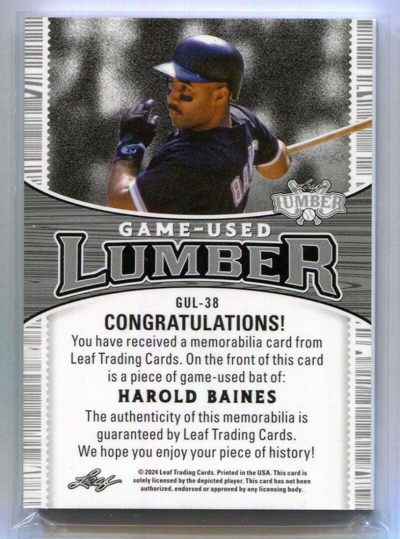 2024 Leaf Lumber Game Used Lumber Bronze gul38 Harold Baines Bat 8/40
