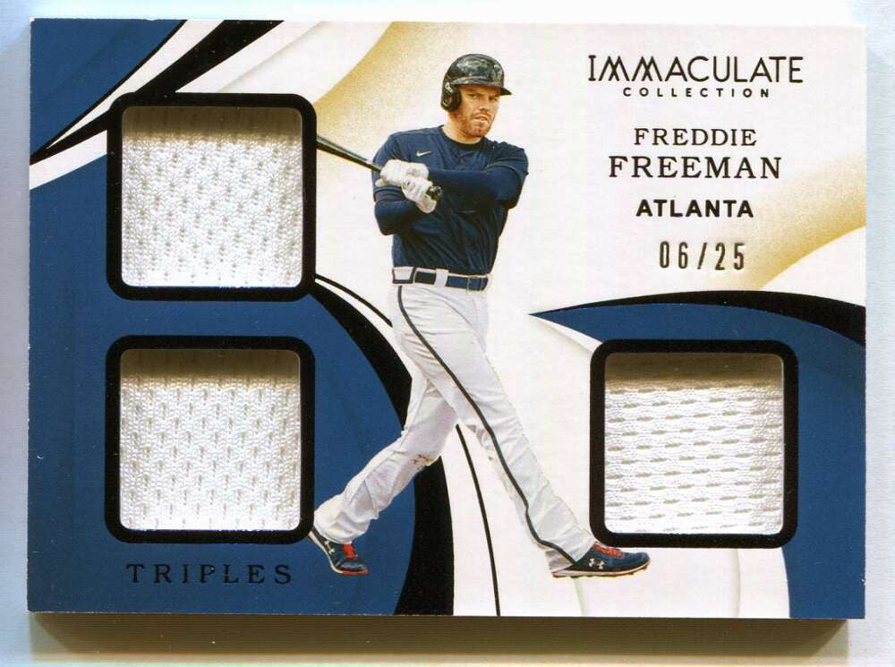 2020 Immaculate Collection Memorabilia Blue Freddie Freeman Triple Jersey 6/25