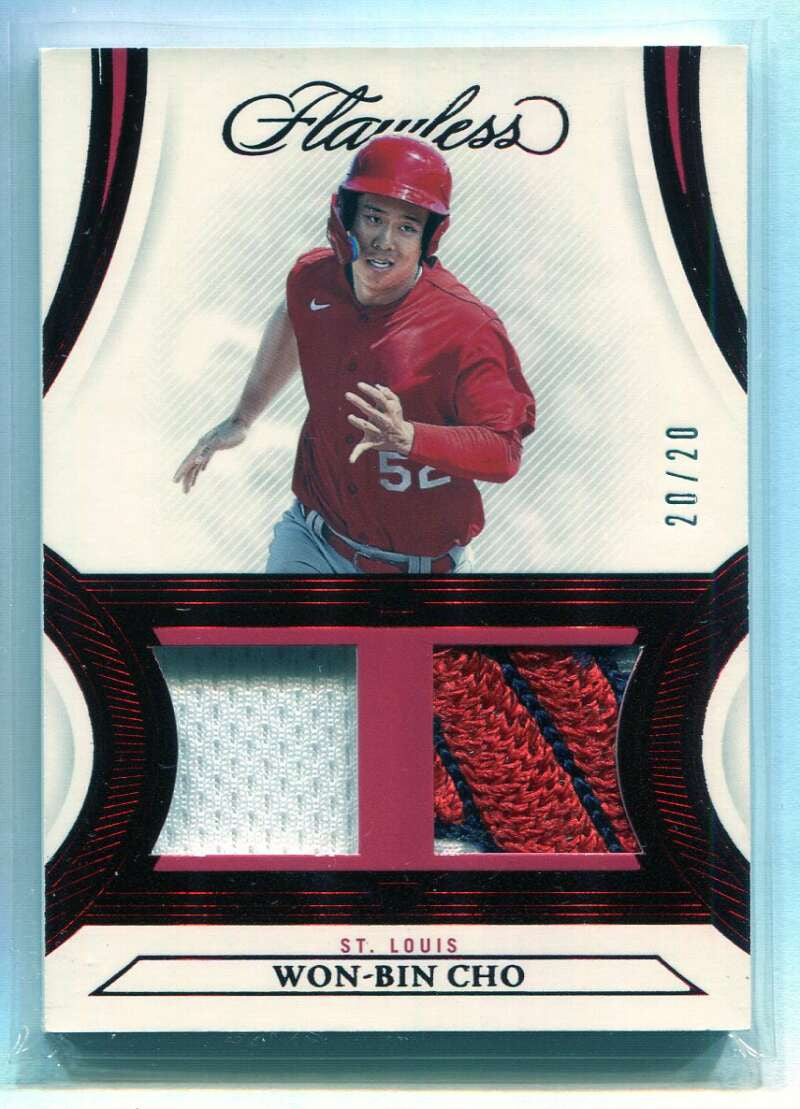2022 Panini Flawless Patches Ruby 28 Won-Bin Cho Rookie Dual Jersey Patch 20/20