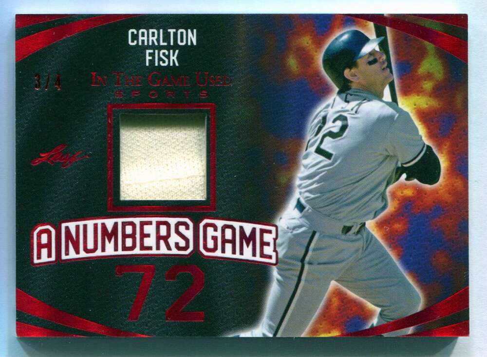 2024 Leaf ITG Used Sports A Numbers Game Red Holo ang05 Carlton Fisk Jersey 3/4