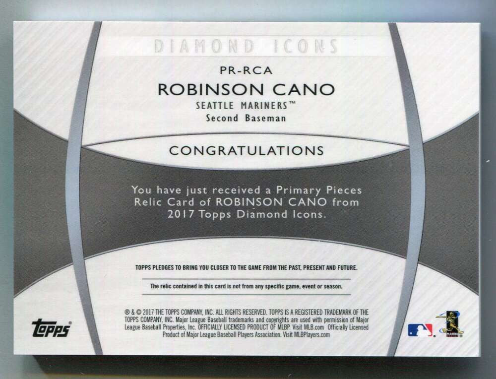 2017 Topps Diamond Icons Primary Pieces Robinson Cano Jumbo Cleat Shoe 1/10