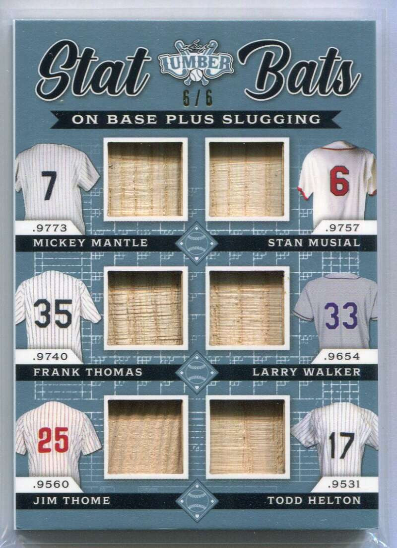 2022 Leaf Lumber Stat Bats Helton Thome Walker Thomas Musial Mantle 6 Bat 6/6